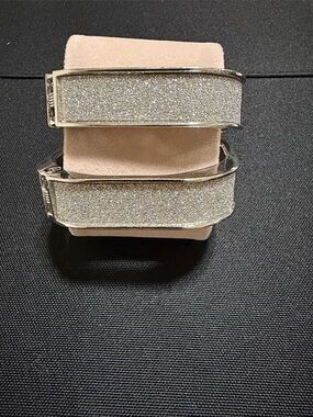 Sparkling Silver Glitter Hinged Bracelet - Women